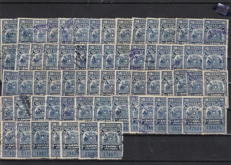 chile revenue  stamps  ref 12340 