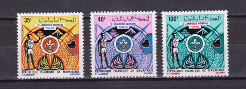 MAURITANIA - 1988 13th WORLD JAMBOREE / BOY SCOUTS - 3V-  MINT NH