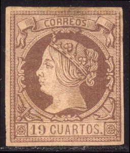 SPAIN #52 Used - 1860 19c Brown