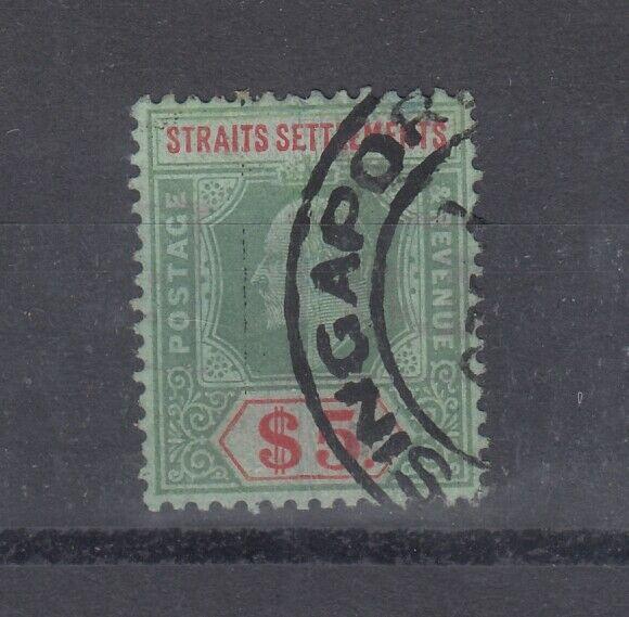 Malaya Straits Settlements KEVII 1909 $5 SG167 Superb Singapore CDS VFU J4264