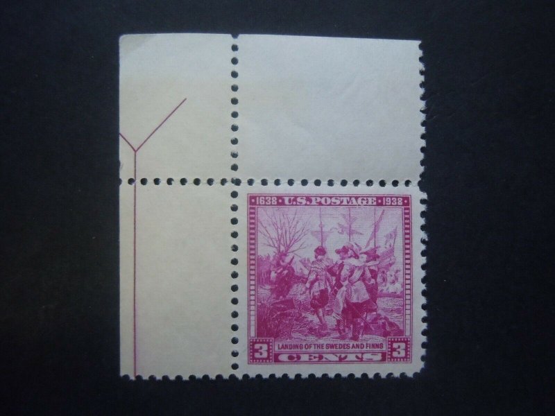 1938 #836 3c Swedish-Finnish Margin Stamp w/Arrow Superb  XF MNH OG