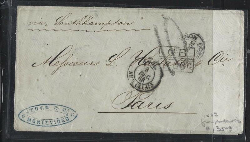 URUGUAY  (PP2701B) 1868  BRTISH PO MONTEVIDEO TO FRANCE  