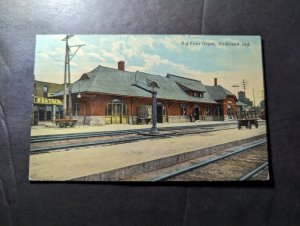 1916 USA Postcard Cover Anderson to Brazil IN Big Four Depot