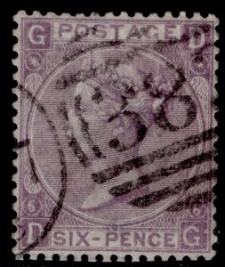 GB QV SG104, 6d lilac plate 6, USED. Cat £175. DG
