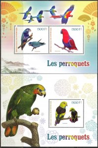 Ivory Coast 2017 Birds Parrots 2 S/S MNH