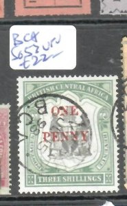 BRITISH CENTRAL AFRICA (P0309B) 1D/3/-  SG 52   CDS  VFU 