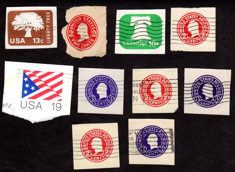 USA, Cut Squares, Lot of 10 used cut squares.  Lot 230811 -45