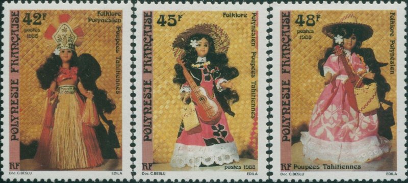 French Polynesia 1988 Sc#486-488,SG536-538 Tahitian Dolls set MNH