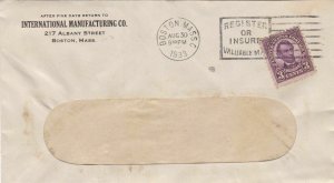 U.S. INTERNATIONAL MANUFACTURING CO. Mass.1933 Insure Slogan Stamp Cover Rf47806