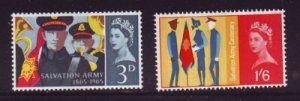 Great Britain Sc 424-425  1965 Salvation Army stamp set mint NH