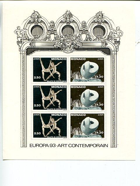 Monaco 1993 Europa mini sheet   Mint VF NH