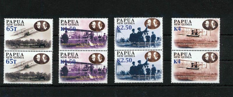 PAPUA 2003 FLIGHTS SET in MNH Pairs 8 Stamps (ELF 172s