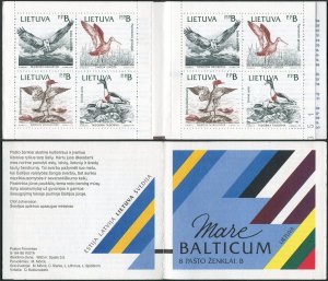 Lithuania 427-430a booklet,MNH.Mi 501-504 MH. Birds of the Baltic Shores,1992.