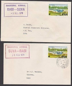 FIJI 1979 pair of first flight covers SUVA - RABI and return..............54868