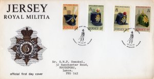 Jersey 1972 Sc#69/72 ROYAL MILITIA HELMETS Set (4) FDC