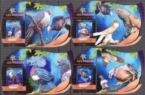 Djibouti 2016 Birds Pigeons Doves 4 S/S Deluxe MNH