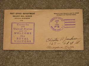 Canada & U.S. Welcome Royal Visitors, Cancelled Transfer Office June 7, 1939,