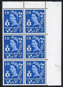 Northern Ireland XN6a 4d Ultra Violet Phos Block 6 with Dot On Leaf Flaw