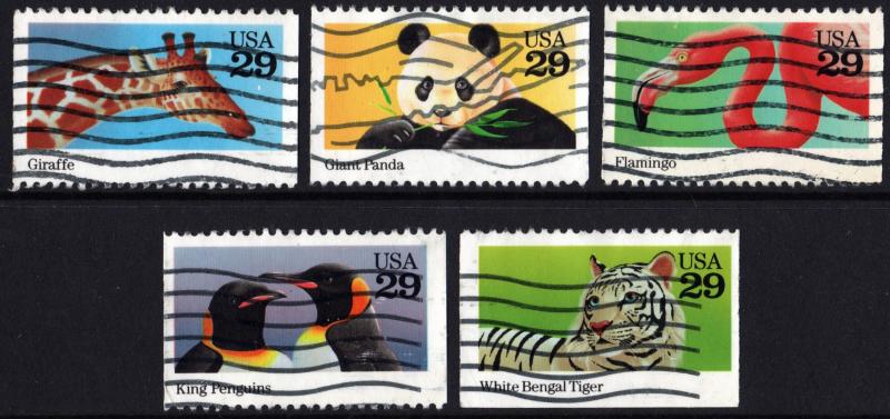 SC#2705-09 29¢ Wild Animals Booklet Singles (1992) Used