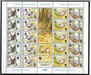 YUGOSLAVIA Sc 2479 NH MINISHEET of 2000 - WWF - BIRDS