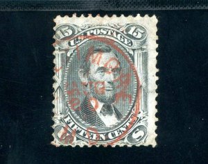 USAstamps Used FVF US 1867 Lincoln Scott 91 With E Grill Red Cancel 