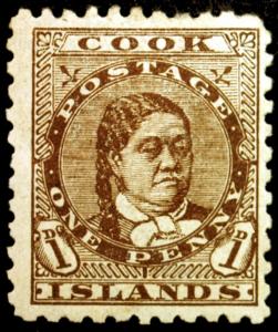 Cook Islands #9 1p Brown 1893 Queen Makea Takau VF MLH Full Gum Fresh