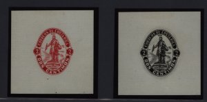 Costa Rica  1923-24 2c proofs in red & black on white wove