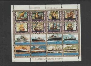 AJMAN 1972 OLD AND MODERN SHIPS MINT VF NH O.G CTO SHEET 16 (AJ77)