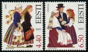 Estonia #476-477 Äksi Otepää Folk Costumes Postage Stamps 2003 Eesti MLH