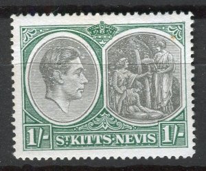 ST. KITTS; 1938 early GVI Pictorial issue Mint hinged Shade of 1s. value