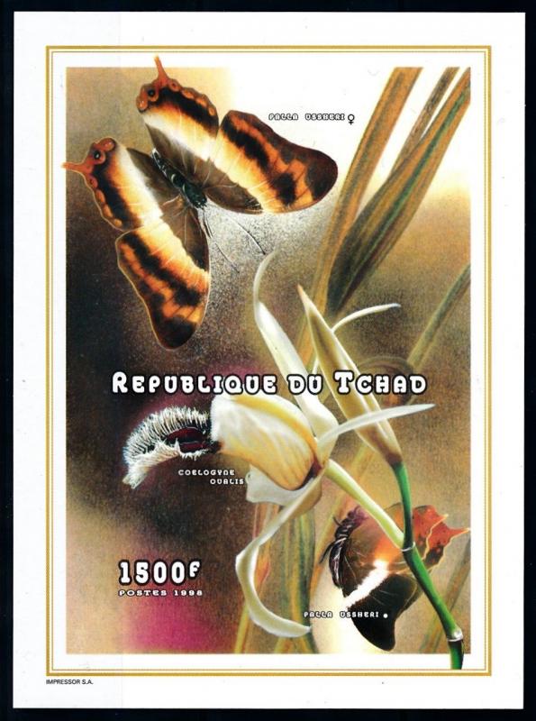 [77250] Tchad Chad 1998 Insects Butterflies Flower Souvenir Sheet MNH