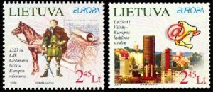 Lithuania Litauen 2008 Europa CEPT Post delivery history set of 2 stamps MNH