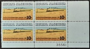 US Scott # 1506; MNH, og 10c Train and Wheat from 1974; plate block of 4; VF