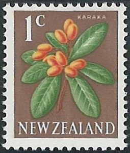 Scott: 383 New Zealand 1 cent - Decimal Currency - Karaka, MNH