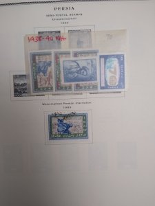 collection on pages Iran semipostals, airmail QJ: CV $288
