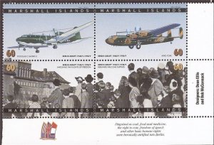 Marshall Islands - 1998 Berlin Airlift Anniversary - 4 Stamp Block - Scott #656 