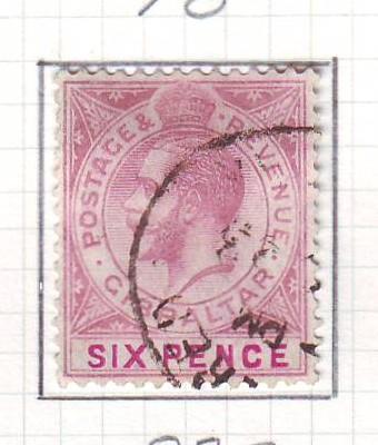 Gibraltar Sc 82a 1923 6 d G V stamp used