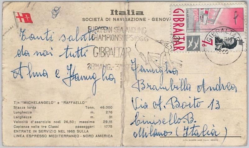 56678 -  SPORT Fishing - GIBRALTAR - POSTAL HISTORY: POSTMARK  on  POSTCARD 1966