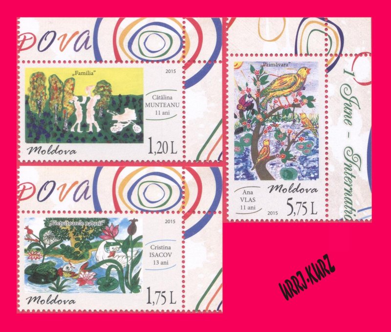 MOLDOVA 2015 Art Paintings Childrens Drawings 3v Sc863-865 Mi908-910 MNH