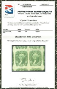 USA Confederate States #13 Mint Superb Never Hinged Gem Pair Grade 100J
