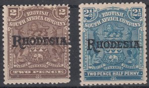 1909-12 RHODESIA OVERPRINT (SG# 102-103) MH VF