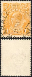 Australia 1914-20 SG 22 4d orange line through FOUR PENCE VFU