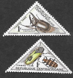 Central African Republic Scott #J3-J4 1fr Beetle singles Post Due (1962) MNH