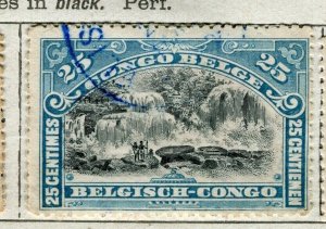 BELGIUM CONGO; 1910 early pictorial issue fine used 25c. value