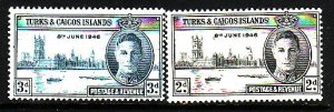 Turks & Caicos-Sc#90-1- id5-unused NH set-KGVI-Omnibus-Peace Issue-1946-