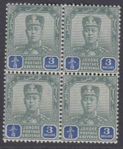 SG 72 Malaya Johore 1904-10. Rosette watermark. $3 green & blue. A fine fresh...