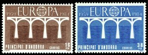 Andorra French #323-324  MNH - Europa Bridge (1984)