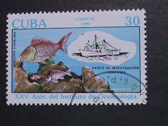 ​CUBA-VERY OLD CUBA-FISHING BOAT AND LOBSTER STAMPS USED- VERY FINE