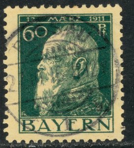 BAVARIA 1911 60pf Dark Green Prince Regent Luitpold Portrait Issue Sc 84A VFU