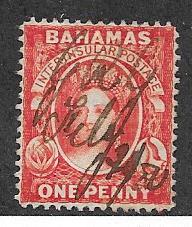 Bahamas #2a  1p Queen Victoria nwm clean cut perf 14  (U)  CV$950.00